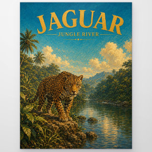 Jaguar Dschungelfluss Wasserfarbe GeoSaga Postkarte
