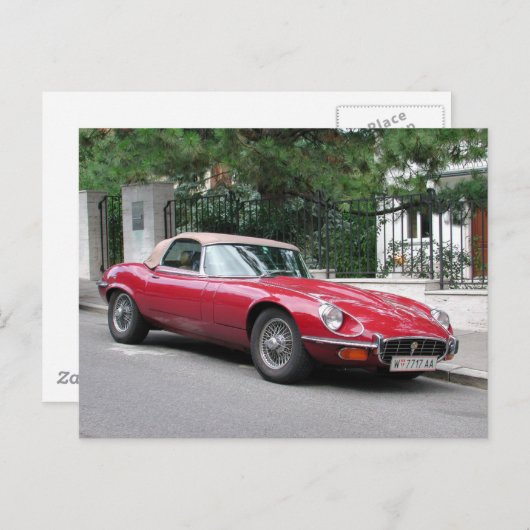 Jaguar E Typ Postkarte (Vorne/Hinten)