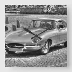 Jaguar E-Type Quadratische Wanduhr