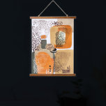 Jaguar Earth Tones Moderne Abstrakte Pop Kunst Wandteppich Mit Holzrahmen<br><div class="desc">Moderne abstrakte Wand mit Jaguartieren und Bio Formen im Pop-Art-Portrait-Stil. Cooles Mischmediendesign in Erdtönen aus goldfarbenem Sand,  beige verbrannt orange und grün.</div>