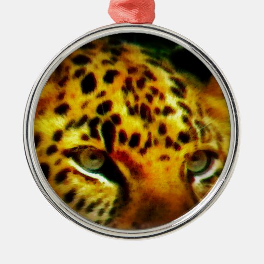 Jaguar Eyes Silbernes Ornament (Vorne)