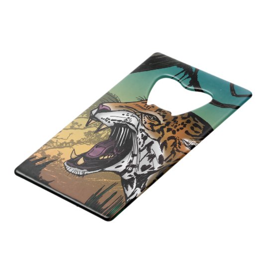 Jaguar Geldkarten Flaschenöffner (Vorderseite Schrägansicht)