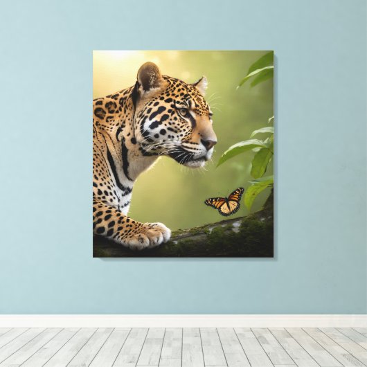 Jaguar im Amazonasnebel Leinwanddruck (Insitu (Holzboden))