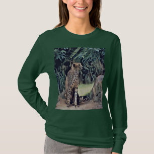 Jaguar in der waldölfarbenen Farbe, Langschläfer-H T-Shirt
