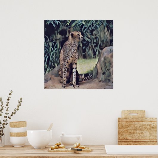Jaguar in der Waldöllenmalerei, Poster (Küche)