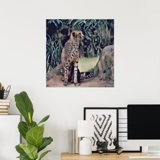 Jaguar in der Waldöllenmalerei, Poster (Heimbüro)