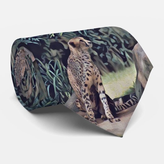 Jaguar in der waldreichen Ölfarbe, Neck Tie Krawatte (Gerollt)