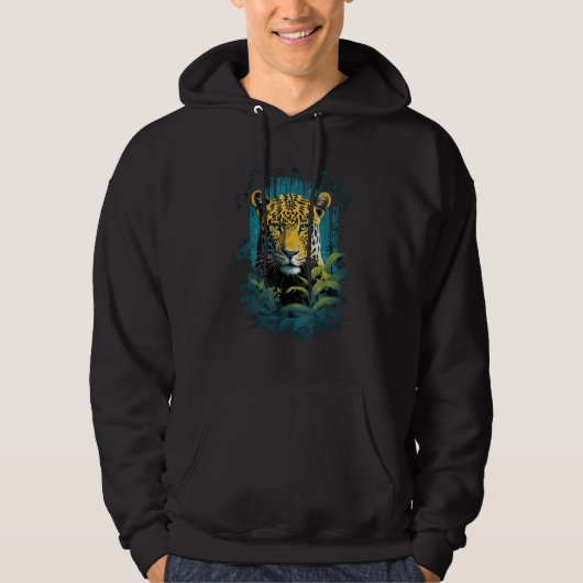 Jaguar In Jungle Big Cat Print Graphic Design Hoodie (Vorderseite)