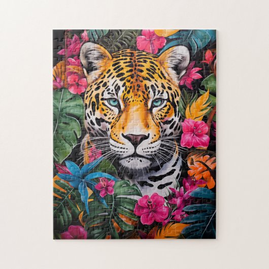 Jaguar in Jungle Bloom Puzzle (Vertikal)