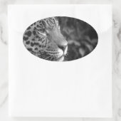 Jaguar in Schwarz und Weiß Ovaler Aufkleber (Tasche)