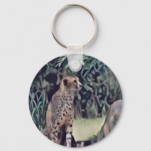 Jaguar In The Forest Oil Paint, Keyring Schlüsselanhänger (Vorderseite)