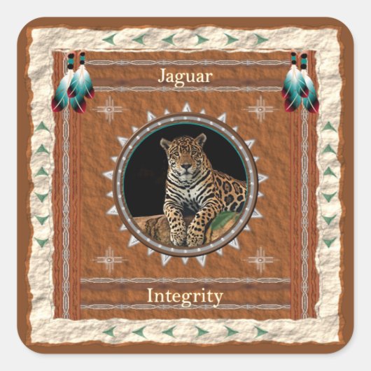 Jaguar-Integritäts-Energie Quadratischer Aufkleber (Vorderseite)