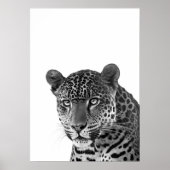Jaguar Jungle Modern Portrait Schwarz-weiß Poster (Vorne)