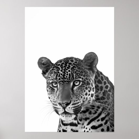 Jaguar Jungle Modern Portrait Schwarz-weiß Poster (Vorne)