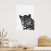 Jaguar Jungle Modern Portrait Schwarz-weiß Poster (Küche)