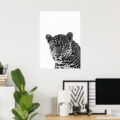 Jaguar Jungle Modern Portrait Schwarz-weiß Poster (Heimbüro)