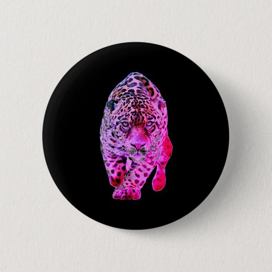 Jaguar-Kunst T-Shirt Button (Vorderseite)