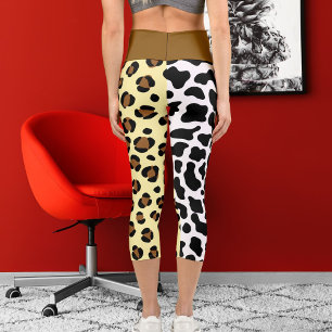Jaguar Leopard Big Cat Muster Spots Print Animal Capri Leggings