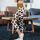 Jaguar Leopard Big Cat Muster Spots Print Animal Capri Leggings