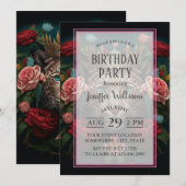 Jaguar mit Kronen in Blume Malerei Einladung (Vorne/Hinten)