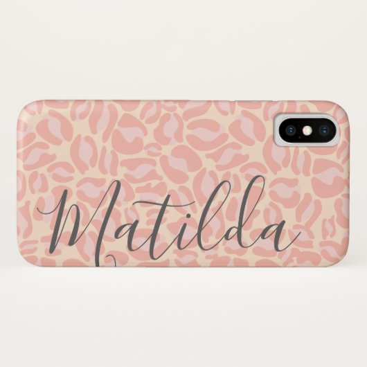 Jaguar Muster Print Pink Pastell Personalisierter Case-Mate iPhone Hülle (Rückseite (Horizontal))