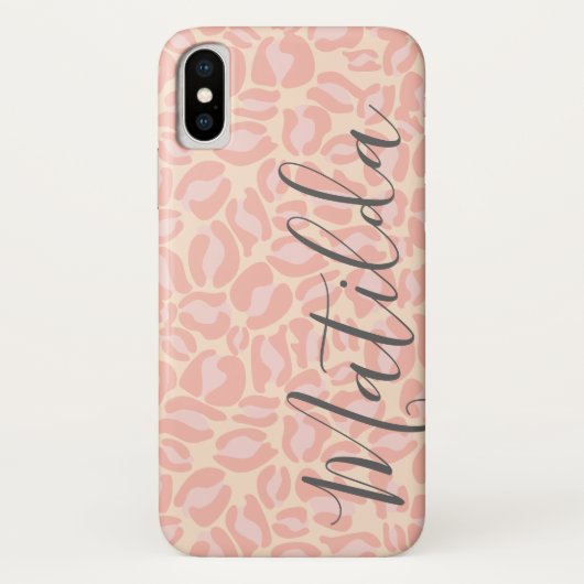 Jaguar Muster Print Pink Pastell Personalisierter  Case-Mate iPhone Hülle (Rückseite)