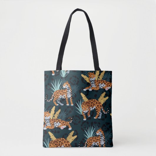 Jaguar Palms Nahtloses Vintages Muster Tasche (Vorderseite)