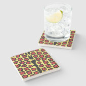 Jaguar Pattern in Blood Orange on Lemon Curd Steinuntersetzer (Seitenansicht)