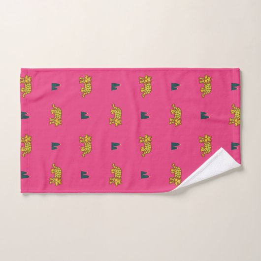 Jaguar pattern towel set: pink badhandtuch set (Handtuch)