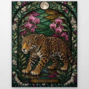 Jaguar Regenwald Fluss Illumina Buntglas Postkarte
