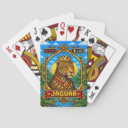 Jaguar Retro 8-Bit Pixelkunst Spielkarten (Rückseite)