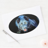 Jaguar - Schwarze Panther Cat Oval Stickers (Umschlag)