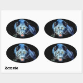 Jaguar - Schwarze Panther Cat Oval Stickers (Blatt)
