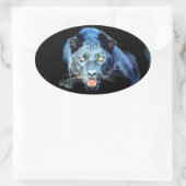 Jaguar - Schwarze Panther Cat Oval Stickers (Tasche)
