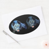 Jaguar - Schwarze Panther Oval Stickers (Umschlag)