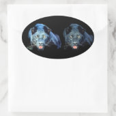 Jaguar - Schwarze Panther Oval Stickers (Tasche)
