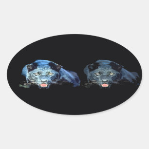 Jaguar - Schwarze Panther Oval Stickers