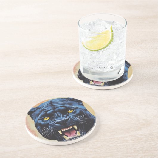 Jaguar - Schwarzer Panther Getränkeuntersetzer (Seite)