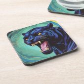 Jaguar - Schwarzer Panther Getränkeuntersetzer (Linke Seite)