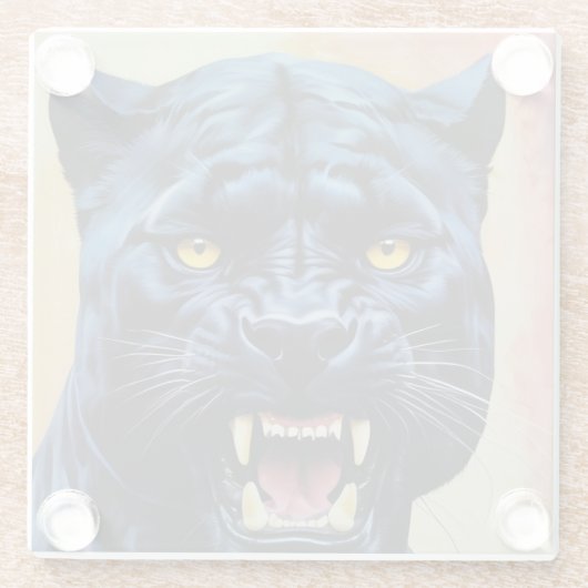 Jaguar - Schwarzer Panther Glasuntersetzer (Rückseite)