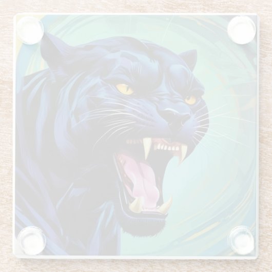 Jaguar - Schwarzer Panther Glasuntersetzer (Rückseite)