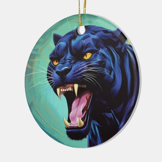 Jaguar - Schwarzer Panther Keramik Ornament (Links)