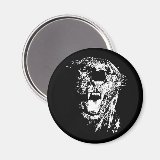 Jaguar - Schwarzer Panther Magnet (Vorderseite/Rückseite)