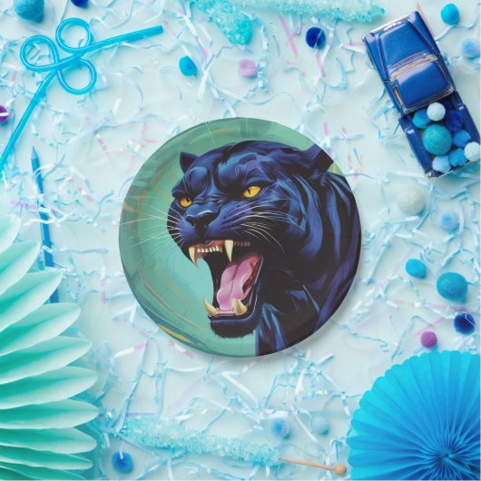 Jaguar - Schwarzer Panther Pappteller (Party)
