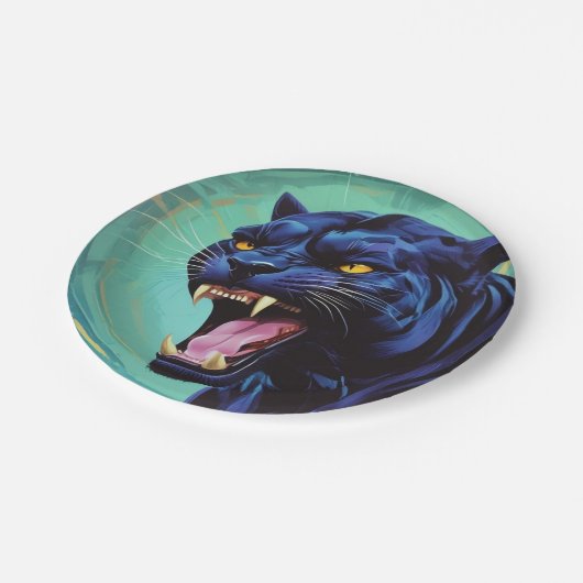 Jaguar - Schwarzer Panther Pappteller (Schrägansicht)