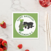 Jaguar schwarzer Panther personalisierter Cartoon  Serviette (Beispiel)