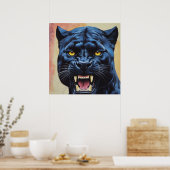 Jaguar - Schwarzer Panther Poster (Küche)
