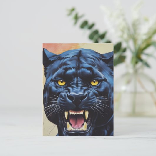 Jaguar - Schwarzer Panther Postkarte (Stehend Vorderseite)