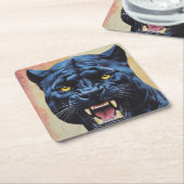 Jaguar - Schwarzer Panther Rechteckiger Pappuntersetzer (angewinkelt)