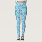 Jaguar Spots Tierdruck Lila und hellblau Leggings (Vorderseite)